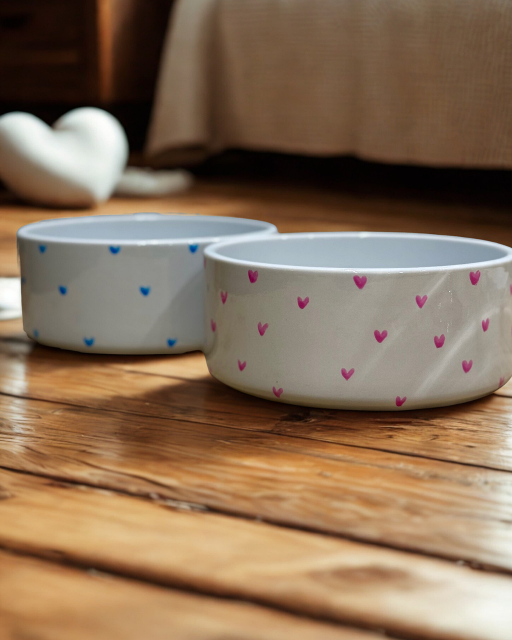 Hand Painted Hearts Dog Bowl