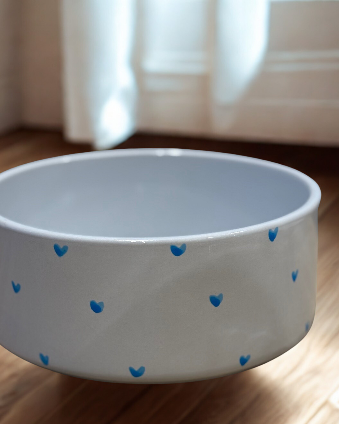 Hand Painted Hearts Dog Bowl