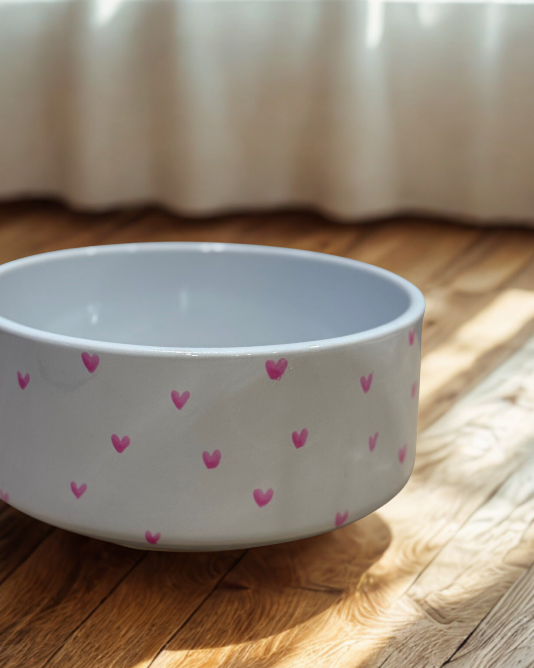 Hand Painted Hearts Dog Bowl